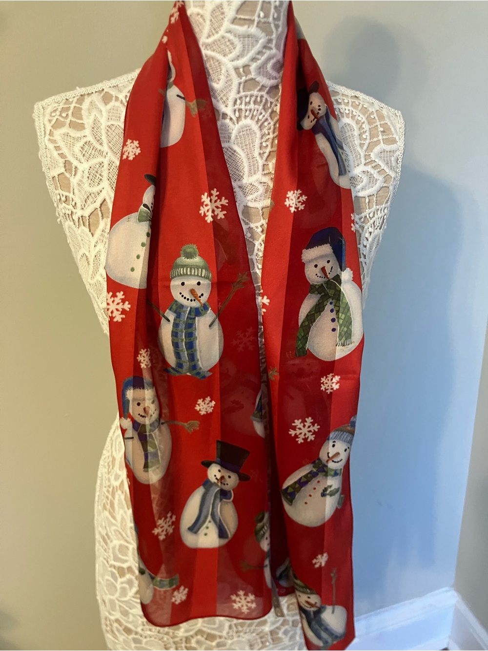 Red Snowman Holiday Scarf